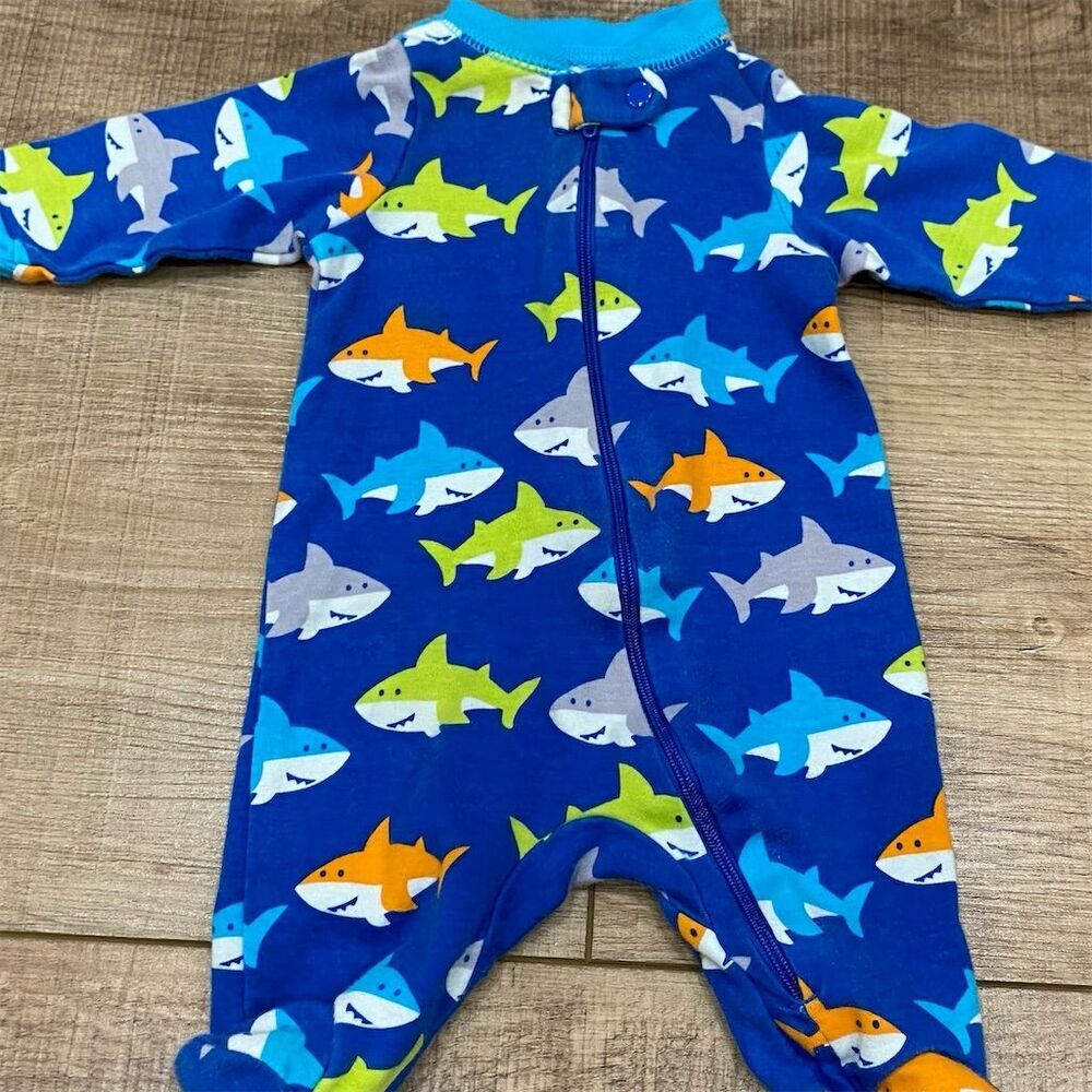 Garanimals Newborn baby boy Shark Print Footed Sleep N Play Pajama